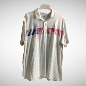 Puma Golf Polo Shirt Mens 2XL White Short Sleeve Pre Owned Collared Pink